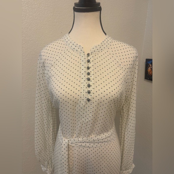 Maeve Polka Dot by Anthropologie  Tie Waist Blouse Size :12 - Picture 2 of 6